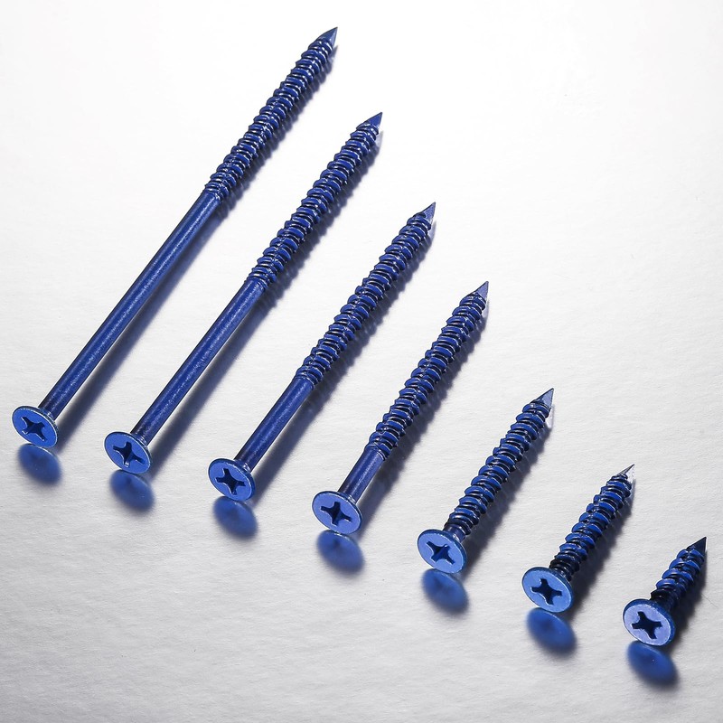 WenSilon(30 PCS) 3/16"x1-1/4 Concrete Screw Anchor Blue Flat Head for