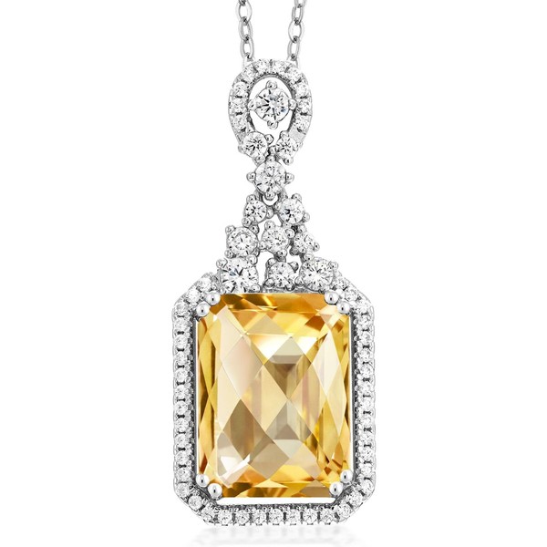 Gem Stone King 7.36 Ct Emerald Cut Checkerboard Yellow Citrine
