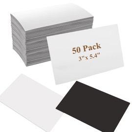 LDHHYH 50 Pack 5.4 x 3 Inch Dry Erase Magnetic Labels, Waterproof Blank Magnetic Cards, Erasable Magnets for Whiteboard, Home, Fridge, Education, Office - White