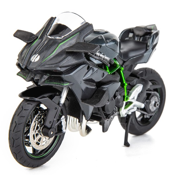 TGRCM-CZ Compatible for 1:12 Kawasaki Ninja H2R Motorcycle Model, DieCast Model Motorcycle, Suspension and Free Roller, Toy Car, Motorcycle Collection, Gift Black