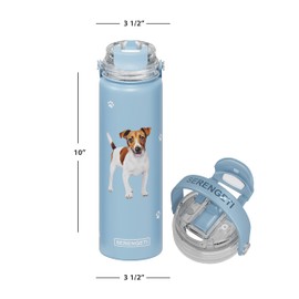 SERENGETI - Botella de agua de acero inoxidable de 24 onzas con tapa a prueba de derrames, doble pared aislada al aspiradora, impresión 3D realista de tu perro favorito (Jack Russell Terrier)
