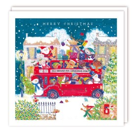 Tracks Publishing Charity Christmas Cards - Christmas Fun Double Decker Bus - Eco-Friendly - Pack of 5 Cards
