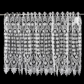 Molaxhome White Lace Window Valances 59inch,Rod Pocket Curtain Sheer Valance, for Home Kitchen Decor Window Treatments 681 W59xL24