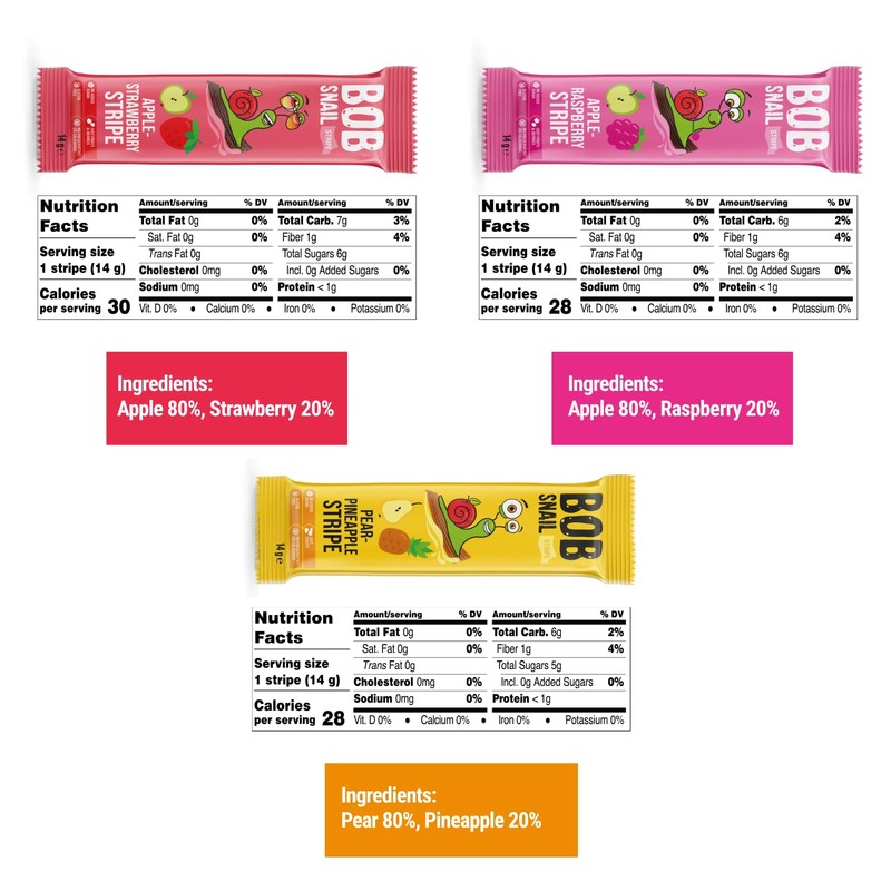BOB SNAIL Healthy Organic Fruit Snacks for Kids and Adults