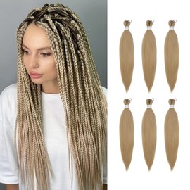 HAIRCUBE Pre-Stretched Braiding Hair Blonde Braiding Hair Extensions 26 Inch 6 packs Hot Water Setting Professional Soft Yaki Synthetic Crochet Braids（Blonde）