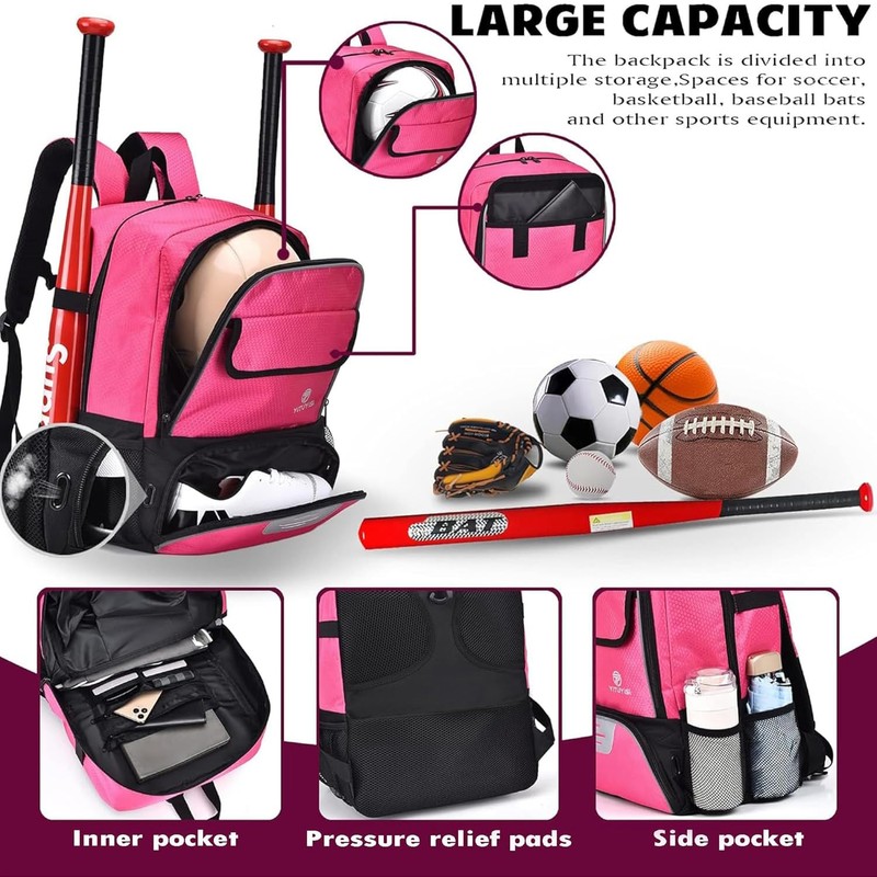 Youth Soccer Bag, Soccer Backpack with Ball Holder, Basketball Volleyball