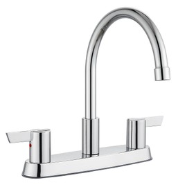 Cinwiny 3 Hole Kitchen Faucets 2 Handle RV Kitchen Sink Faucet High Arc 360°Rotating Spout 8 Inch Kitchen Faucet Without Side Sprayer,Polish Chrome