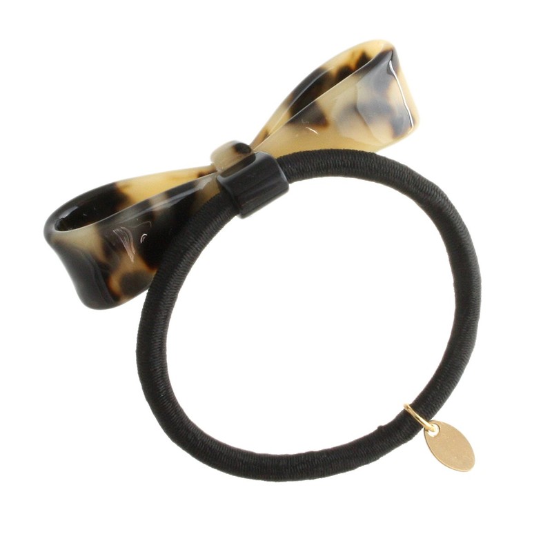 KOBE VINGTAINE H-643-BR Tortoise Shell Simple Ribbon Hair Elastic, Marble