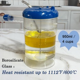 Glass Fat Gravy Separator, 4Cup, 304 Stainless Steel Strainer