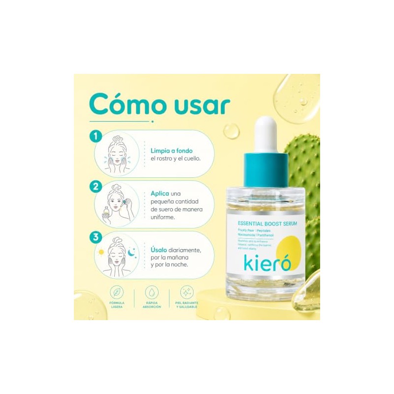 KIERO Serum Facial Niacinamida y Péptidos Essential Boost 30 ml