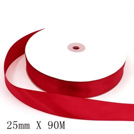 GAKA FAVOR Satin Ribbon Red 25 mm, 90 Metres Decoration Gift Ribbon Wide Ribbon Ribbons Fabric Ribbon for Wedding, Christening and Birthday Gifts (1 Roll)