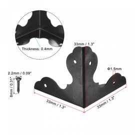 sourcing map 33x33x33mm Metal Box Corner Protectors Edge Guard Black 12pcs