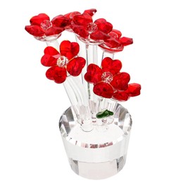 MAGICLULU Crystal Flower Figurine Decor Creative Indoor Desktop Adornment for Home Office Restaurant Unique Flower Shaped Decoration Non Fading High Grade Material