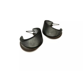 Leetie Lovendale Charcoal Grey Small Marilyn Vintage Frosted Lucite Hoop Earrings