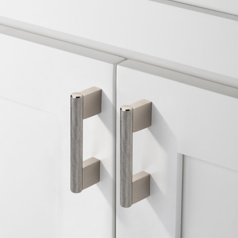 Coinkoly 10 Pack 3"(76mm) Brushed Satin Nickel Cabinet Pulls Knurled