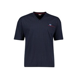 ADAMO Men's Short Pyjamas Checked Series 'Clint Navy with V-Neck up to Plus Size 10XL, navy