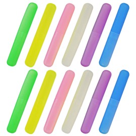 12PCS Plastic Toothbrush Case Six Colors Portable Dust-proof Toothbrush Cases Toothbrushes Holder for Daily and Travel Use (12)