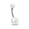 Pierced Owl 14G 316L Stainless Steel Imitation Pearl Navel Belly