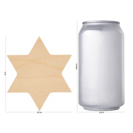 Star of David Ornament 4-inch, Pack of 3 Davids Star Chunky Wood Cutout, Hanukkah Decorations for Home & Hanukkah Craft, by Woodpeckers
