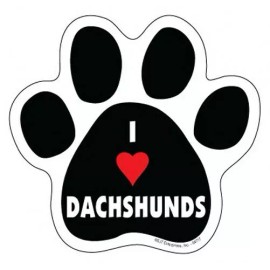 I Heart DACHSHUNDS DOG PAW PRINT Fridge Car Magnet 5"x5" Large NEW FREE SHIP