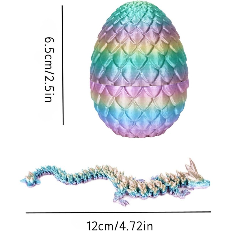 4PCS 3D Printed Dragon Eggs with Dragon Inside Articulated Crystal