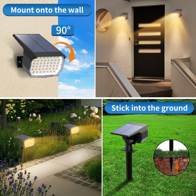Tadyreal Solar Spot Lights Outdoor 6 Pack, [46 LED/3 Modes]