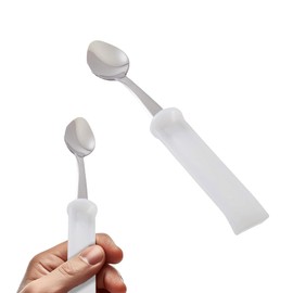 Sammons Preston Plastic Handle Utensil, 6-3/4" Infant Spoon with 4" Contoured Handle, Helps Promote Improved Grasping for Independent Eating, Ideal for Limited Hand Control and Poor Grip Strength