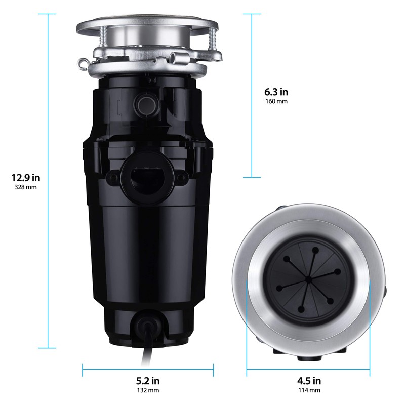 Eco Logic 10-US-EL-4-3B Garbage Disposal with Removeable Splash Guard, Attached