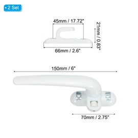 PATIKIL Aluminum Alloy Window Handle, 2pack Casement Window Lock Internal and External Sliding Door Window Handle Locks for Vertical & Horizontal Sliding Windows, White (Right Hand)