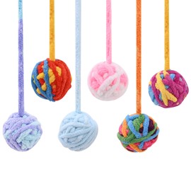 6 Pieces Interactive Cat Toy Balls with Bell, Plush Ball, Cat Interactive Hunting Toy for Indoor Cats, Cat Bell Ball, Pet Scratching Ball for Eliminating Bore (Random Colour)