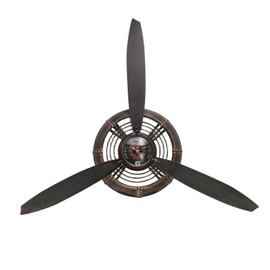 GLOWMIRTH Airplane Propeller Wall Decor,Aviation Decor,Pilot Gifts, Steampunk Clock,Man Cave Clock, Wall Art for Office Bedroom,Battery Operated,Brown