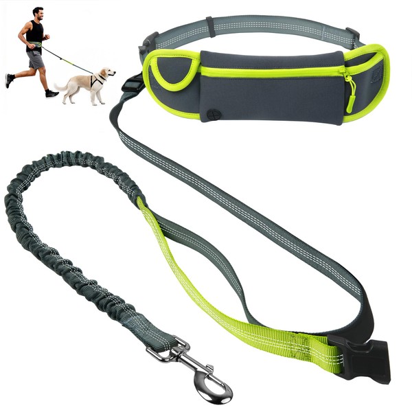 Twoear Hands Free Dog Leash with Zipper Pouch, Waist Leash