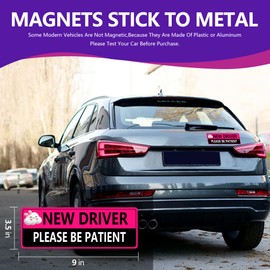 New Driver Magnet for Car Highly Visible Student Driver Magnet Removable Safety - First Please Be Patient Student Driver Sticker for Car Suitable Girl-Stand Out On The Road