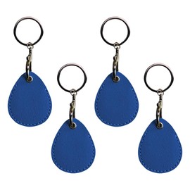 UUYYEO 4 Pcs PU Leather Key Fob Sleeve Access Card Key Protector Cover Smart Key Case Keychain Small Key Protector Bags Pouches with Key Rings Blue