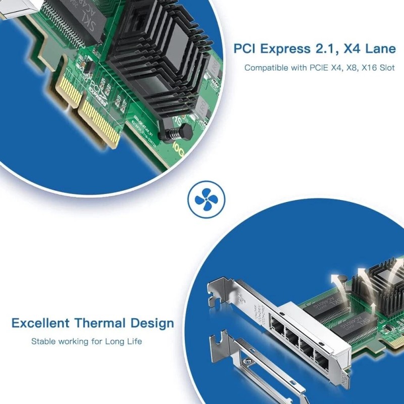 HiFiber H!Fiber Gigabit 4-Port Network Card Intel I350-