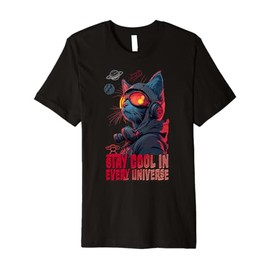Cat with Sunglasses Headphones and Gas Mask Premium T-Shirt