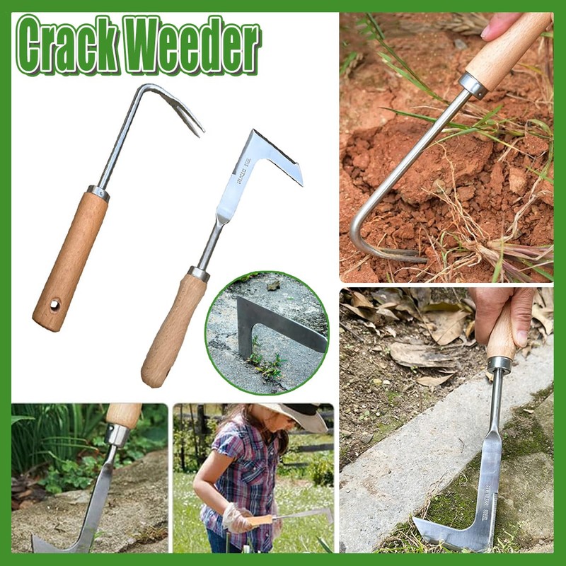 AIMALL Stainless Steel Weeder Tool with Wooden Handle, Lightweight Garden