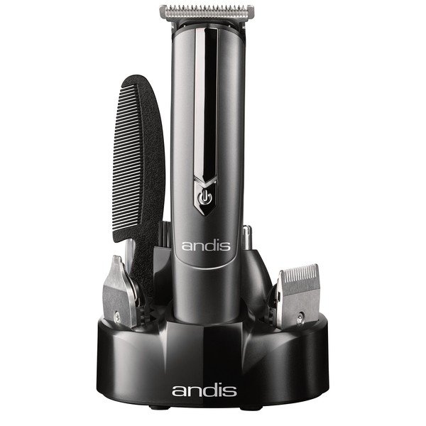 Andis 22705 EasyTrim2 10-Piece Precision Personal Ear, Nose, Eyebrow and Beard Trimmer Kit, Gray