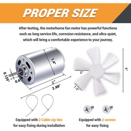 mankk 6" RV Vent Fan Blade Replacement 12V D-Shaft RV Vent Motor Fan Motor For RV Bathroom Fan Camper Roof Vent