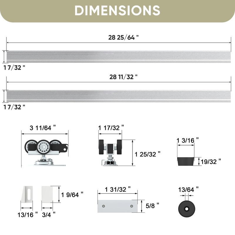 BarnBase 5FT Pocket Door Track Kit, Spliced Aluminum Pocket Door