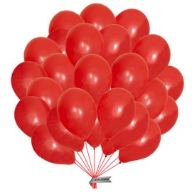 Joyloons RED BALLOONS 50 UNITS 28 cm red biodegradable natural latex balloons ideal for party decoration birthday graduation wedding anniversary baby shower. Made in Spain.