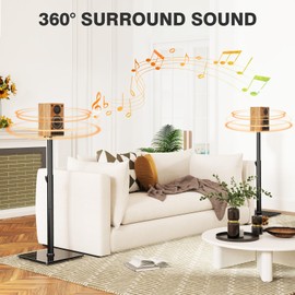 TVON Speaker Stand Height Adjustable from 32"-43" Bookshelf Speaker Stand Pair for Satellite Speakers with 360° Swivel, Ideal for Home Theater and Music Studio, Set of 2 for Bose Polk JBL Sony Yamaha