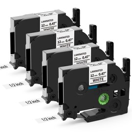 MarkField TZe-231 TZ Tape 12mm Compatible with Brother P-Touch Label Tape 12 mm for Brother Label Printer, 12mm 0.47 Laminated White for P Touch H110 E110 H100R H108 H101C H200 1000, 4-Pack