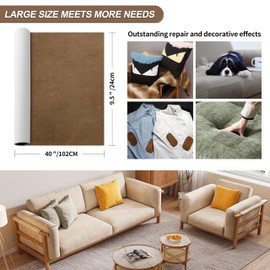Azobur Sofa Repair Patch - Oversized Microfiber Patch, Self Adhesive Fabric, Super Cost-Effective Combination (Brown)