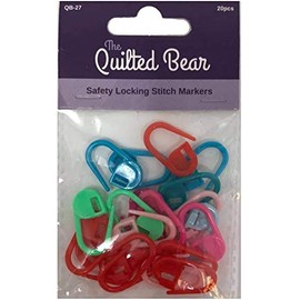 The Quilted Bear Locking Stitch Markers - Premium Safety Locking Knitting Stitch Markers & Stitch Marker for Crochet with Two Pack Quantities Available! (20 Pack)