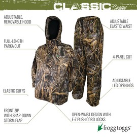 FROGG TOGGS Men's Standard Classic All-Sport Waterproof Breathable Rain Suit, Realtree Max-7, X-Large