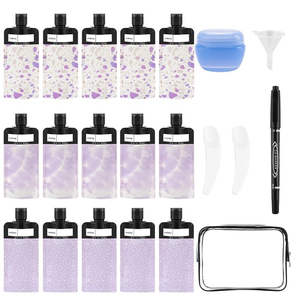 DIBALIYI 21 Pack Squeeze Pouches for Toiletries Liquid, Plastic Portable