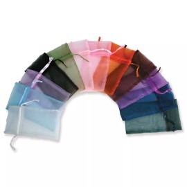 Beadsmith 12 Assorted Organza Pouch 3x4" Jewelry Gift Bags with Satin Ribbon Drawstring