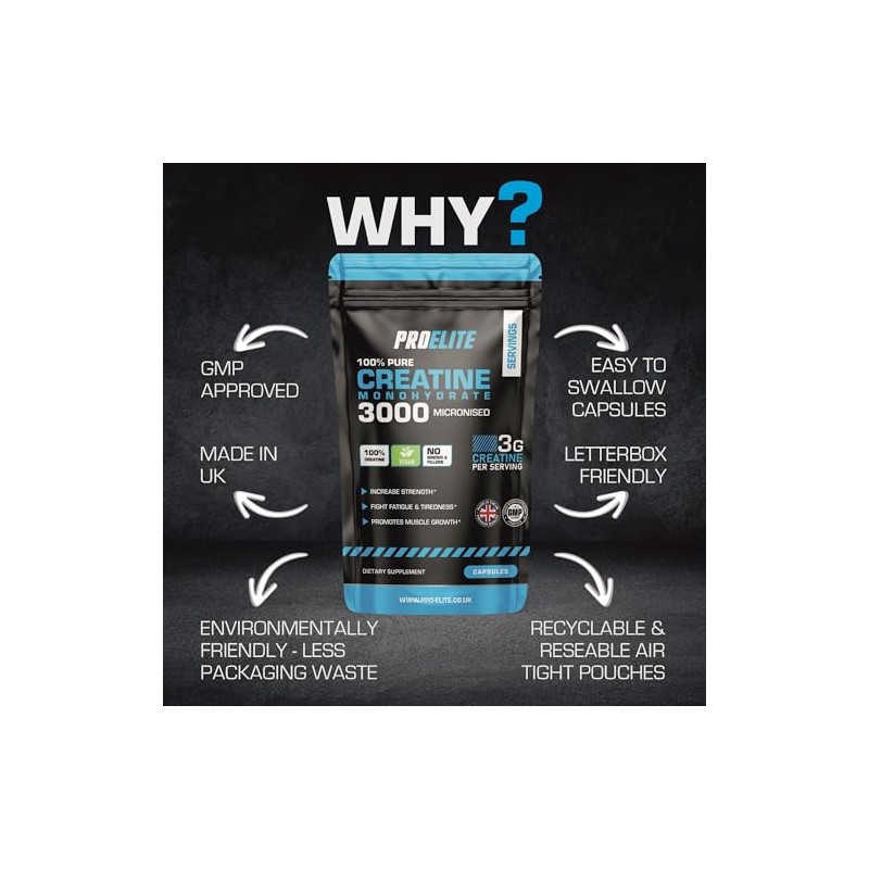 Creatine Capsules x 360 Vegan 3000mg of Unflavoured Creatine Monohydrate