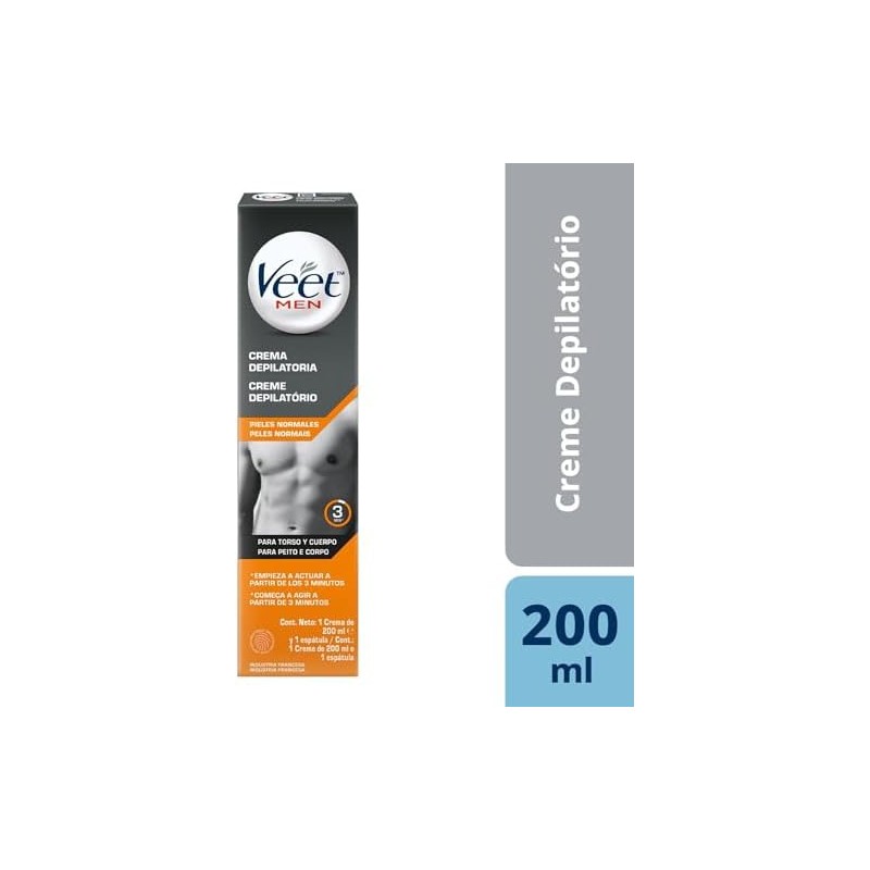 Veet Men Crema Depilatoria para Hombres, Piel Normal Envase 200